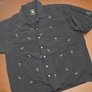 AUREUS Black‎ Embroidered Men's Shirt Silk Sz xxl
